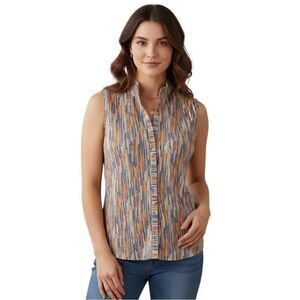 Jamie Sadock Multi-color Sleeveless Snap Front Shirt